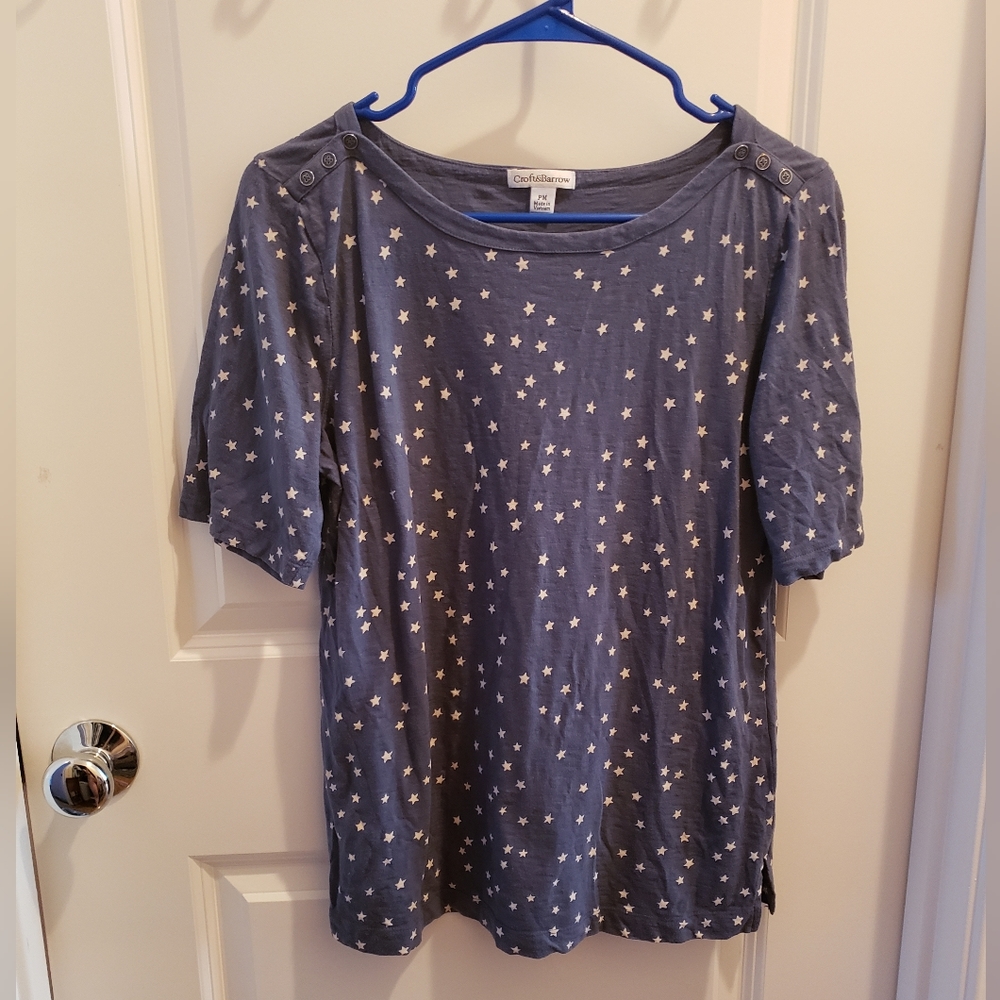 Blue t-shirt with white stars pattern